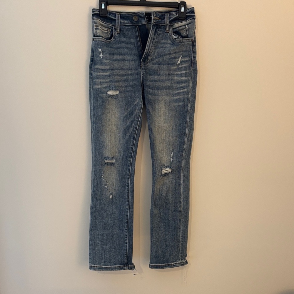 Classic Blue Distressed Ankle Jeans